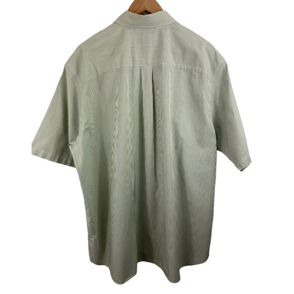 Eddie Bauer Relaxed Fit Men XL Green White Striped Short Sleeve Button Up Shirt - Picture 2 of 9